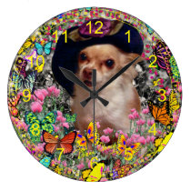 Chi Chi in Butterflies  - Chihuahua Puppy in Hat wall clocks
