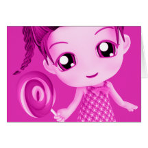 Chibi Pink Birthday Card