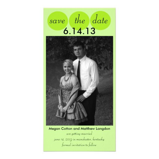 Chic Bird Silhouette & Dots Save the Date in Lime Photo Greeting Card