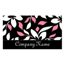 Chic Black/Pink & White Floral Business Cards