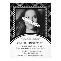 Chic Black White Teen Tween Birthday Party Personalised Invitation