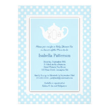 Chic Blue | White Teapot Baby Shower Tea Party Personalized Invite