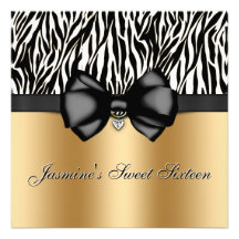 Chic Bowed Zebra Print Invite [Gold]