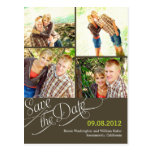 Chic Calligraphy Save The Date Postcard - Grey