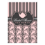Chic Damask & Stripe Bridal Shower Tea Invitation