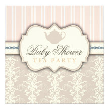 Chic Damask Vintage Baby Shower Tea Invitation