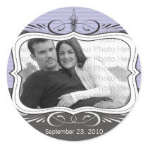 Chic Deco Save the Date Announcement Seal : lilac Round Sticker