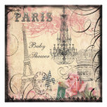 Chic Eiffel Tower & Chandelier Baby Shower Custom Invites