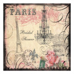 Chic Eiffel Tower & Chandelier Bridal Shower Custom Invitations