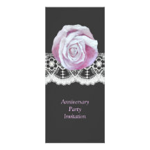 Chic elegant pinks roses lace anniversary invites