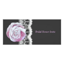 Chic elegant pinks roses lace bridal shower invite