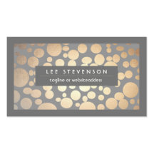 Chic Faux Gold Leaf Circles Grey Business Card