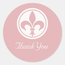 Chic Fleur De Lis Thank You Stickers, Pink
