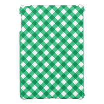 Chic green gingham pattern chequered checkers ipad mini cases