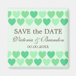 Chic green hearts wedding Save the Date magnet
