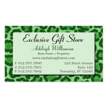 Chic Green Leopard Print Business Cards