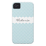 Chic personalised aqua chevron pattern iPhone case Case-Mate iPhone 4 Cases