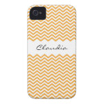 Chic personalised orange chevron pattern case iPhone 4 cases