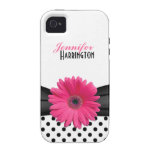 Chic Pink Gerbera Daisy Polka Dot iPhone 4 Case