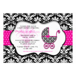 Chic Pink Polka Dot Damask Baby Shower Invite
