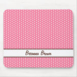 Chic pink polka dots personalised name trendy mouse pads
