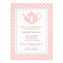 Chic Pink | White Teapot Baby Shower Tea Party Personalised Invite