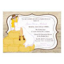 Chic Purple Cowgirl Country Bride Bridal Shower Custom Invitations