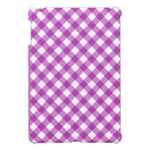 Chic purple gingham pattern chequered checkers ipad mini cases
