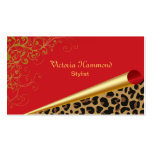 Chic Red & Jaguar Print Business Card
