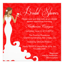 Chic Red Wine Damask Bridal Shower Invitation