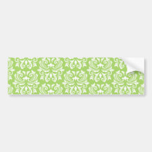 Chic stylish ornate lime green damask pattern bumper sticker