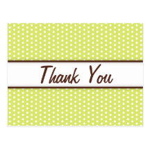 Chic trendy lime green white polka dots thank you post cards