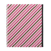 Chic trendy pink and brown stripes iPad folio case