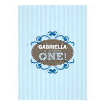Chic Turning 1 Birthday Party Invitation (blue)