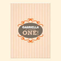 Chic Turning 1 Birthday Party Invitation (peach) invitations