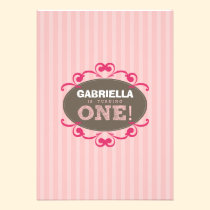 Chic Turning 1 Birthday Party Invitation (pink) invitations