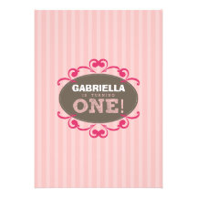 Chic Turning 1 Birthday Party Invitation (pink)
