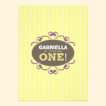 Chic Turning 1 Birthday Party Invitation (yellow) invitations