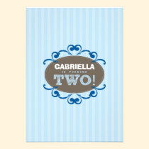 Chic Turning 2 Birthday Party Invitation (blue) invitations
