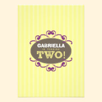 Chic Turning 2 Birthday Party Invitation (yellow) invitations