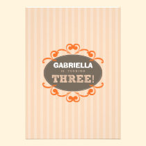 Chic Turning 3 Birthday Party Invitation (peach) invitations
