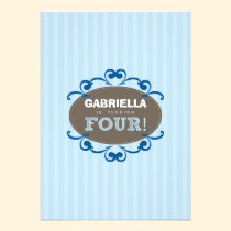 Chic Turning 4 Birthday Party Invitation (blue) invitations