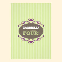 Chic Turning 4 Birthday Party Invitation (green) invitations