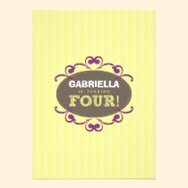 Chic Turning 4 Birthday Party Invitation (yellow) invitations