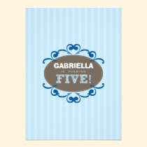 Chic Turning 5 Birthday Party Invitation (blue) invitations