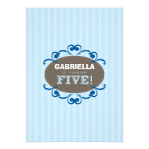 Chic Turning 5 Birthday Party Invitation (blue)
