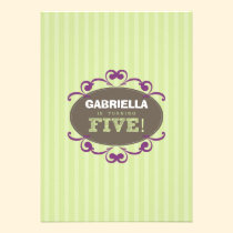 Chic Turning 5 Birthday Party Invitation (green) invitations
