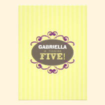 Chic Turning 5 Birthday Party Invitation (yellow) invitations
