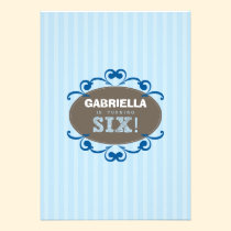 Chic Turning 6 Birthday Party Invitation (blue) invitations