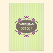 Chic Turning 6 Birthday Party Invitation (green) invitations